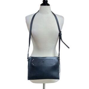 Will Leather Goods Black Simple Leather Crossbody Bag NEW